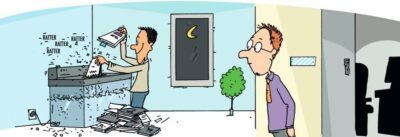 Datenschutzcartoon beabsichtigte Datenvernichtung
