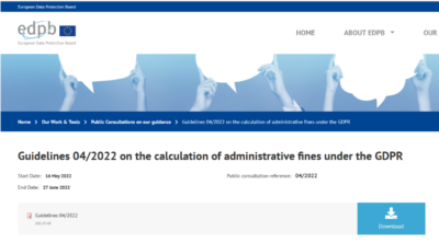 Guidelines 04/2022 on the calculation of administrative fines under the GDPR