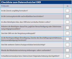 Checkliste Datenschutz bei OKR
