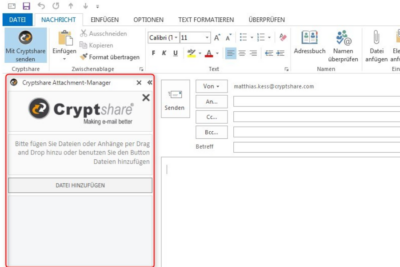 Cryptshare steht als verschlüsselungstoll über ein Plug-in für Outlook und Notes zur Verfügung