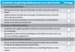Checkliste für langfristige Maßnahmen nach einem Cyberangriff