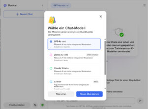 Duck.ai bietet die Möglichkeit, KI-Dienste zu nutzen und dabei mehr auf Datenschutz zu achten