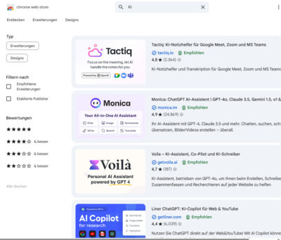 Es gibt immer mehr KI-Erweiterungen für Browser