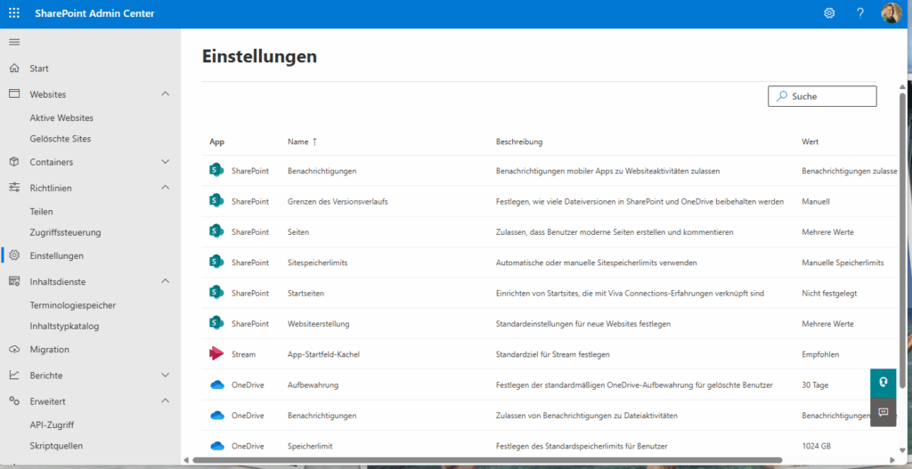 Admins sollten im SharePoint Admin Center auch die Datenschutzoptionen prüfen und anpassen